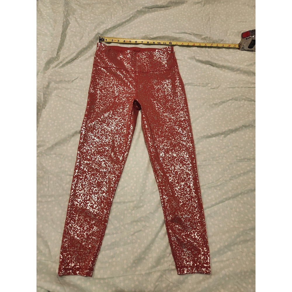 Sweaty Betty Red Silver Foil Splatter 7/8 Leggings Yoga Pants SB5465A‎ Size M